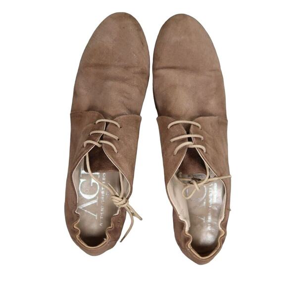 AGL Shoes Womens 38 Booties Fashion Wedge Desert Chukka Leather Lace Up Brown - Picture 7 of 15